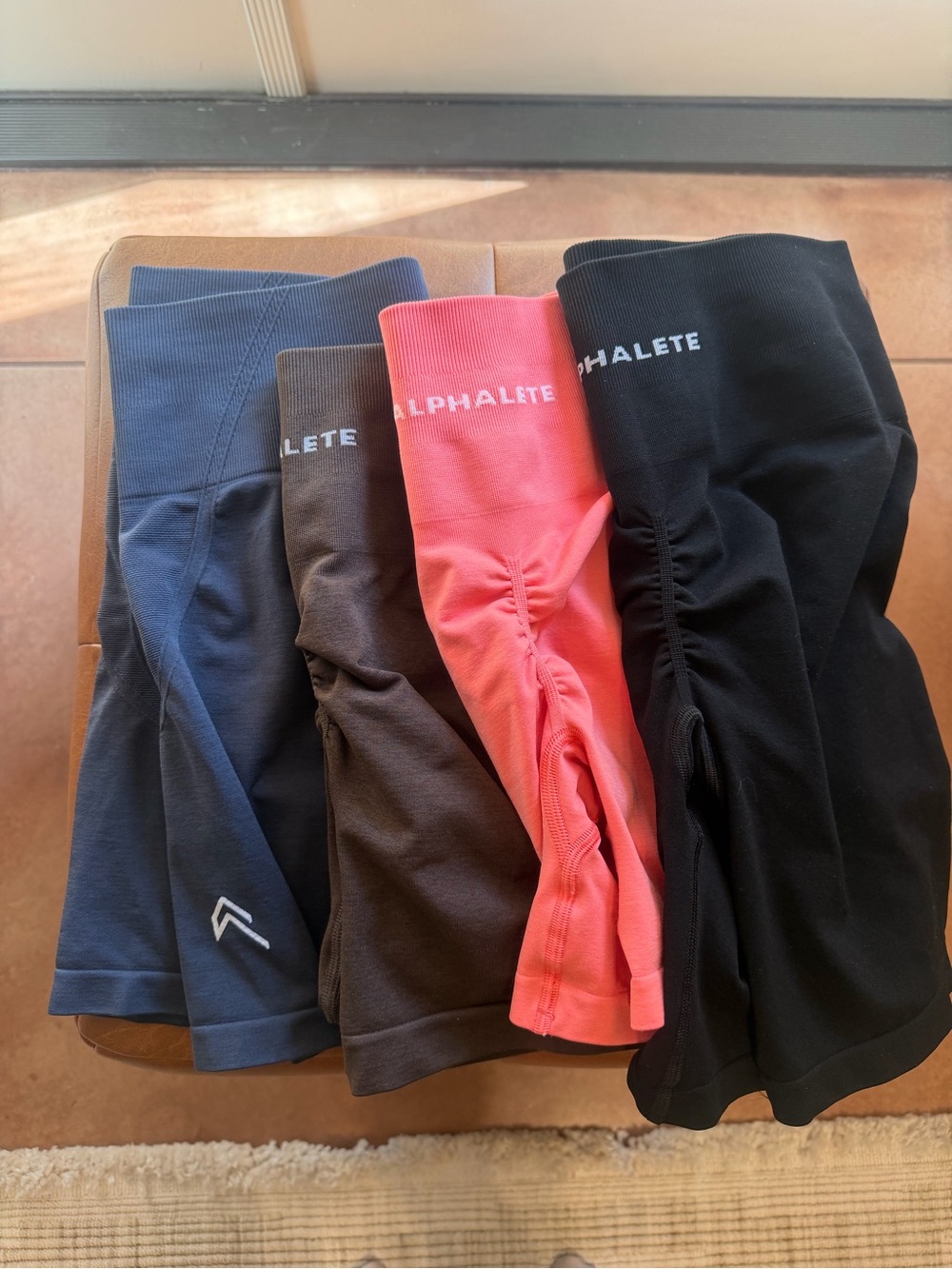 Alphalete Bike Shorts - Black, Coral, True Blue, Brown